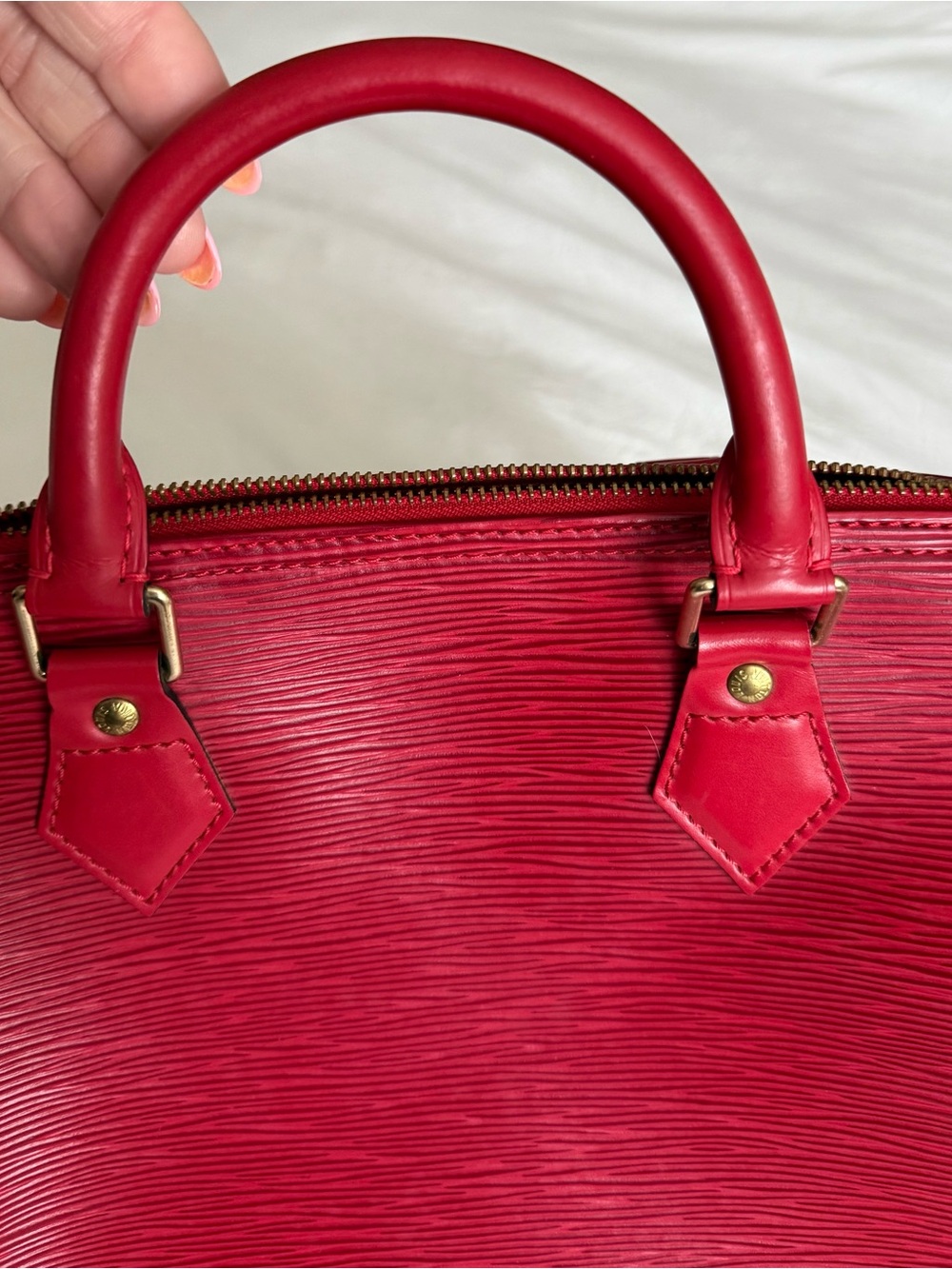 AuthenticVintage Louis Vuitton Red Epi Speedy 30 - Picture 10 of 14